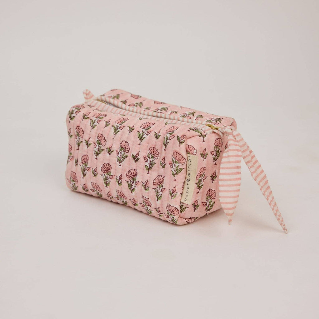Organic Cotton Toiletry Bag - Ditsy Floral Blush - Small