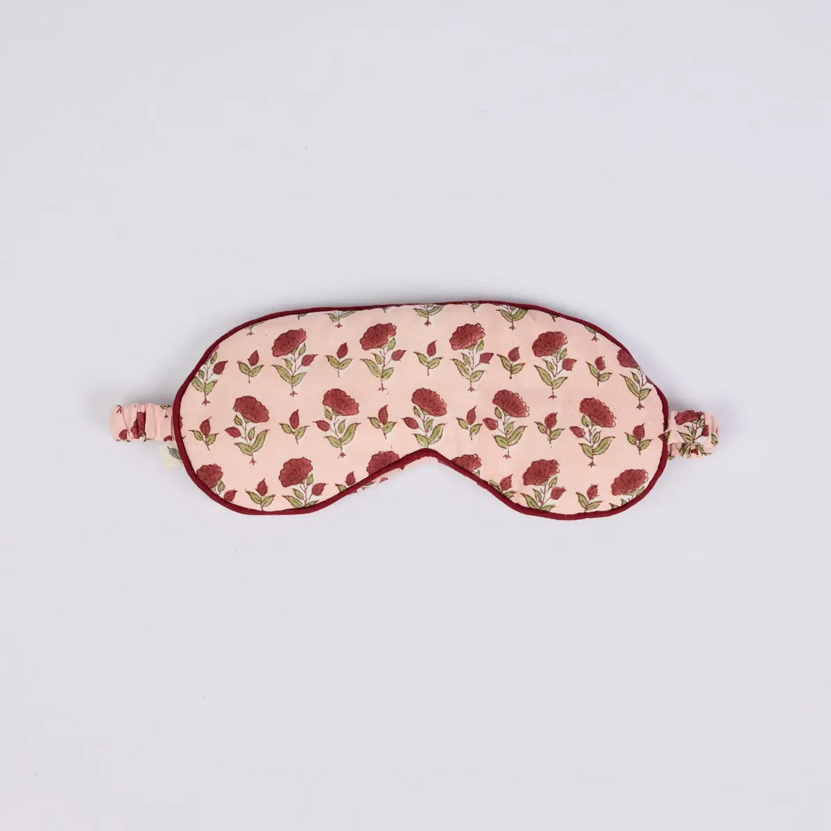 Paper Mirchi Block Printed Eye Mask & Scrunchie Set - Ditsy Floral Scarlet