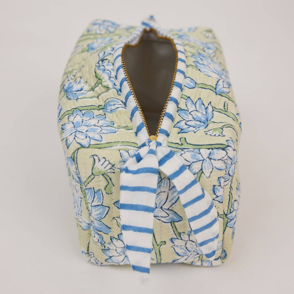 Organic Cotton Toiletry Bag - Lotus Indigo - Medium