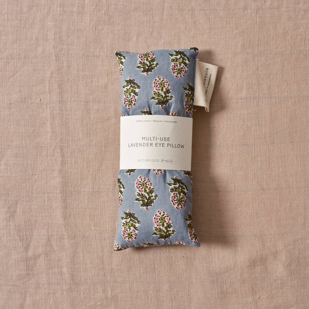 Multi-Use Lavender Eye Pillow - Block Print Blue Floral