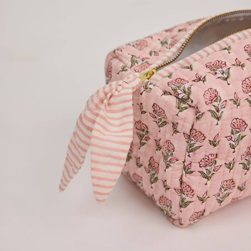 Organic Cotton Toiletry Bag - Ditsy Floral Blush - Medium