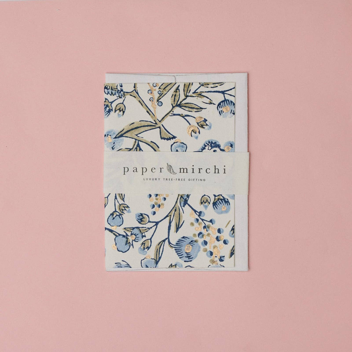 Block Printed Greeting Card - Songbird Blue Stone