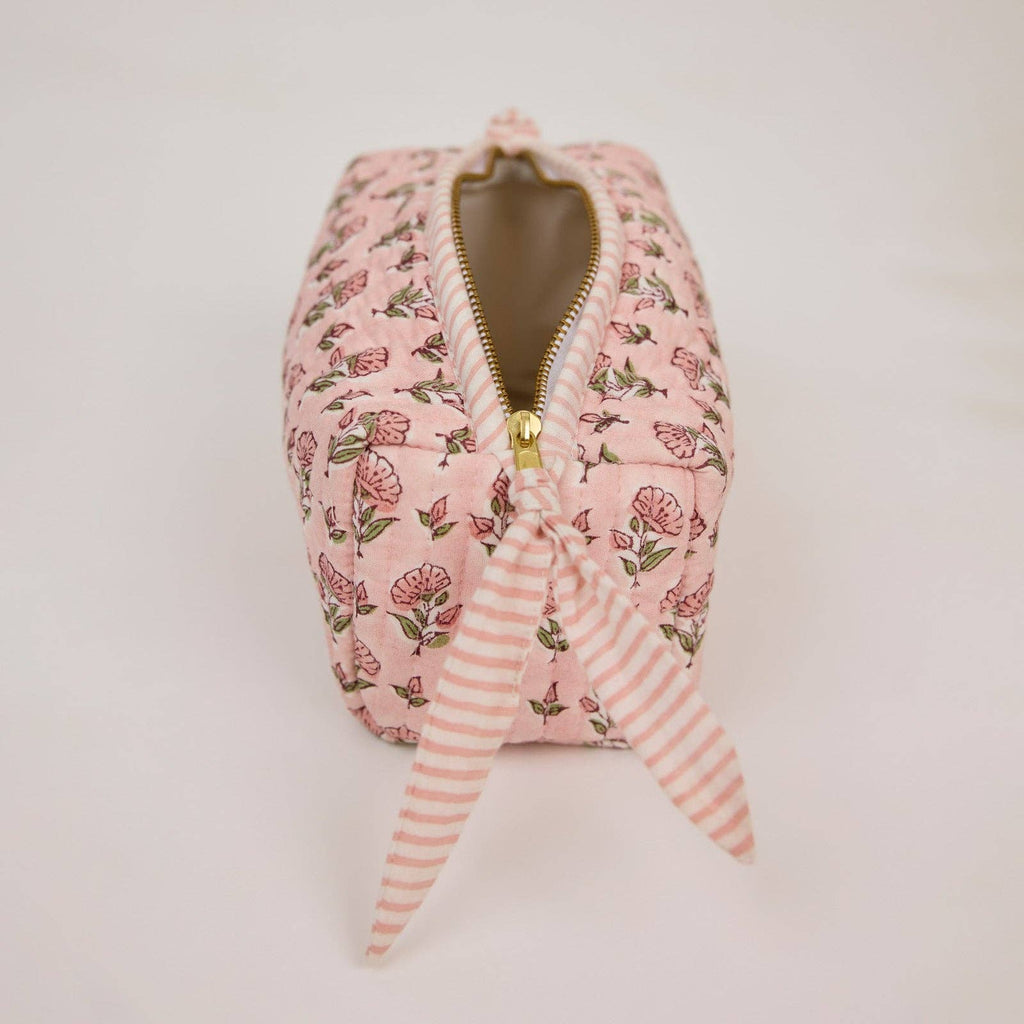 Organic Cotton Toiletry Bag - Ditsy Floral Blush - Small