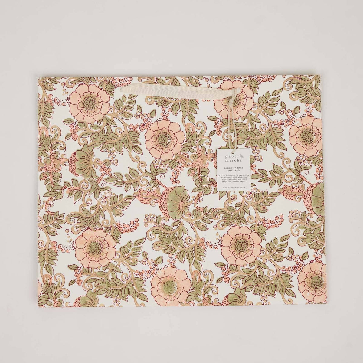 Block Printed Gift Bags - Terracotta - Medium