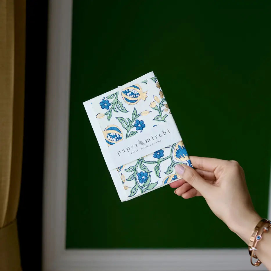 Hand Block Printed Greeting Card - Pomegranate Indigo