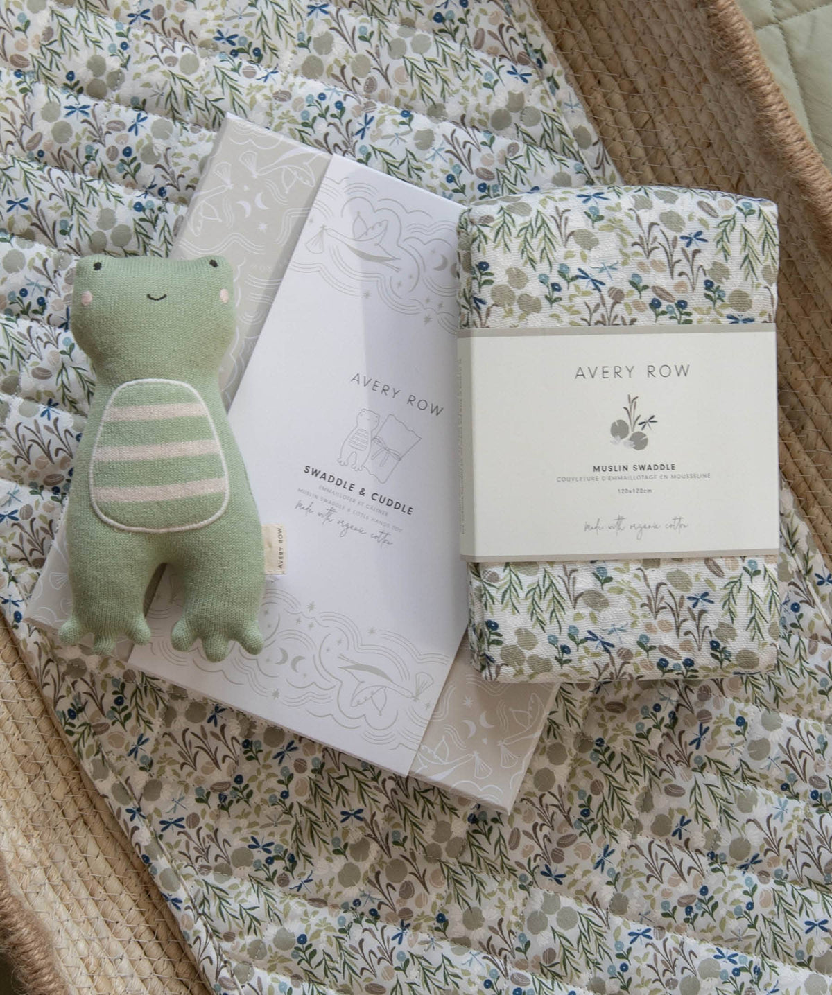 Avery Row - Swaddle & Cuddle New Baby Gift Set - Riverbank