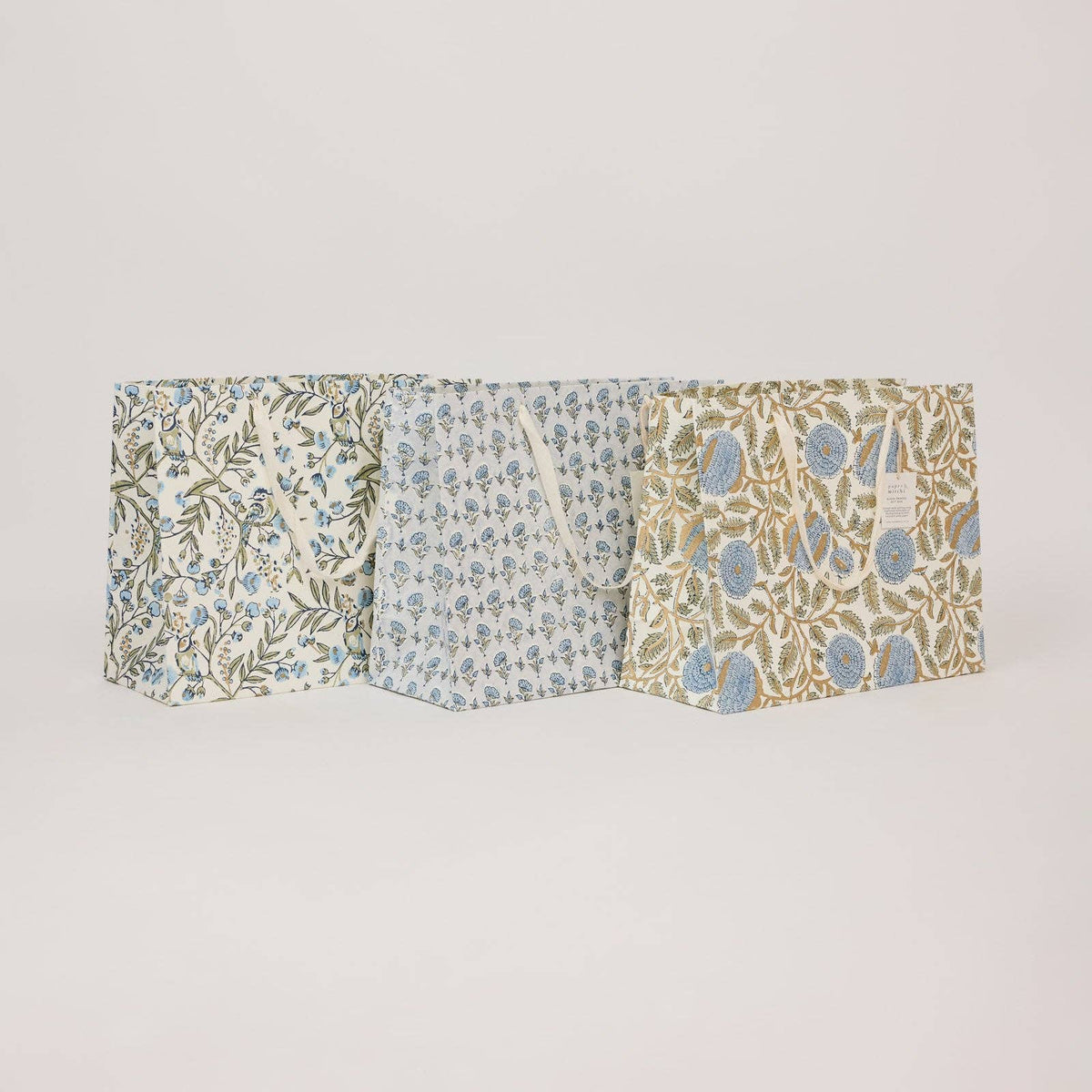Block Printed Gift Bags - Blue Stone Refresh - Large