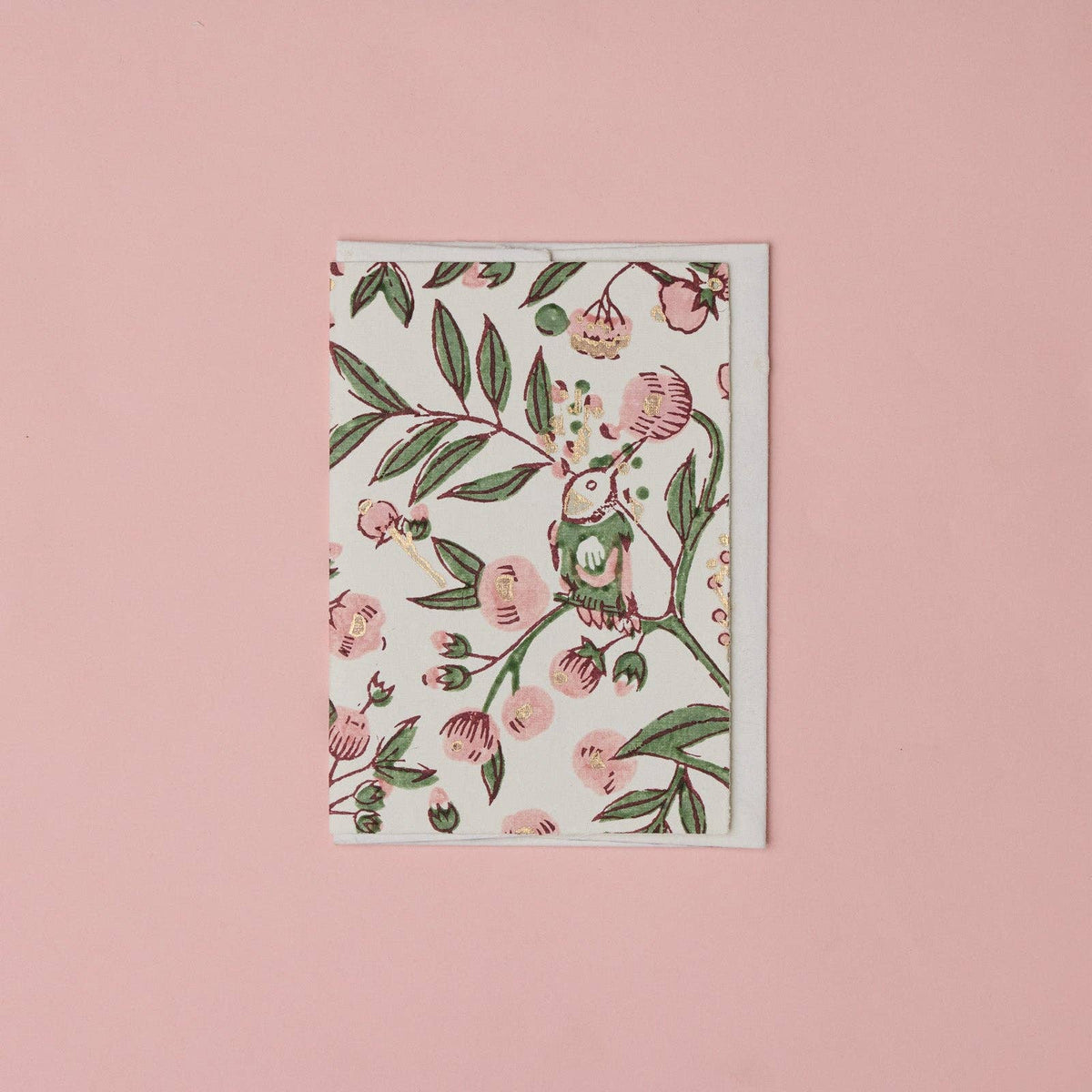 Block Printed Greeting Card - Songbird Blush