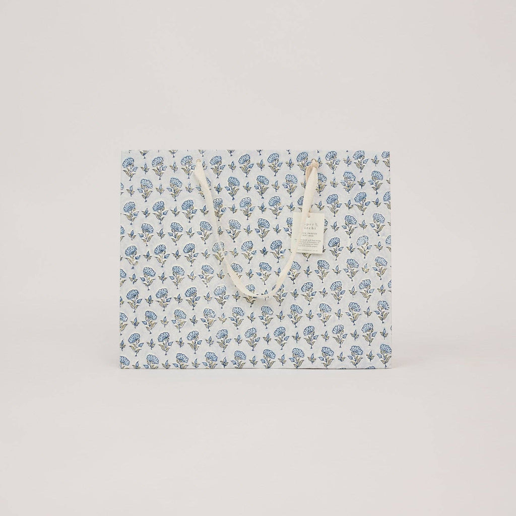 Block Printed Gift Bags - Blue Stone Refresh - Large