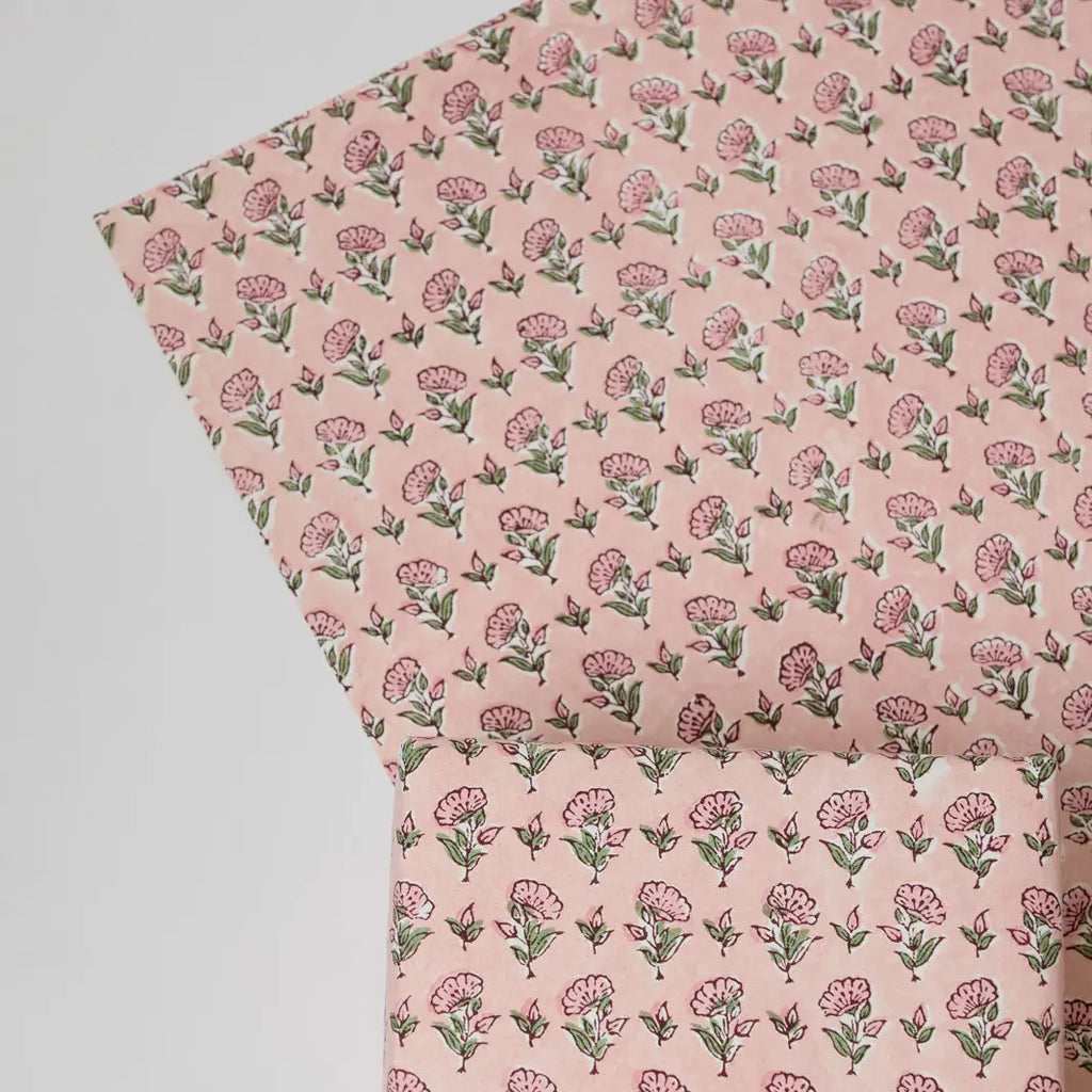 Block Printed Wrapping Paper Sheets - Ditsy Floral Blush