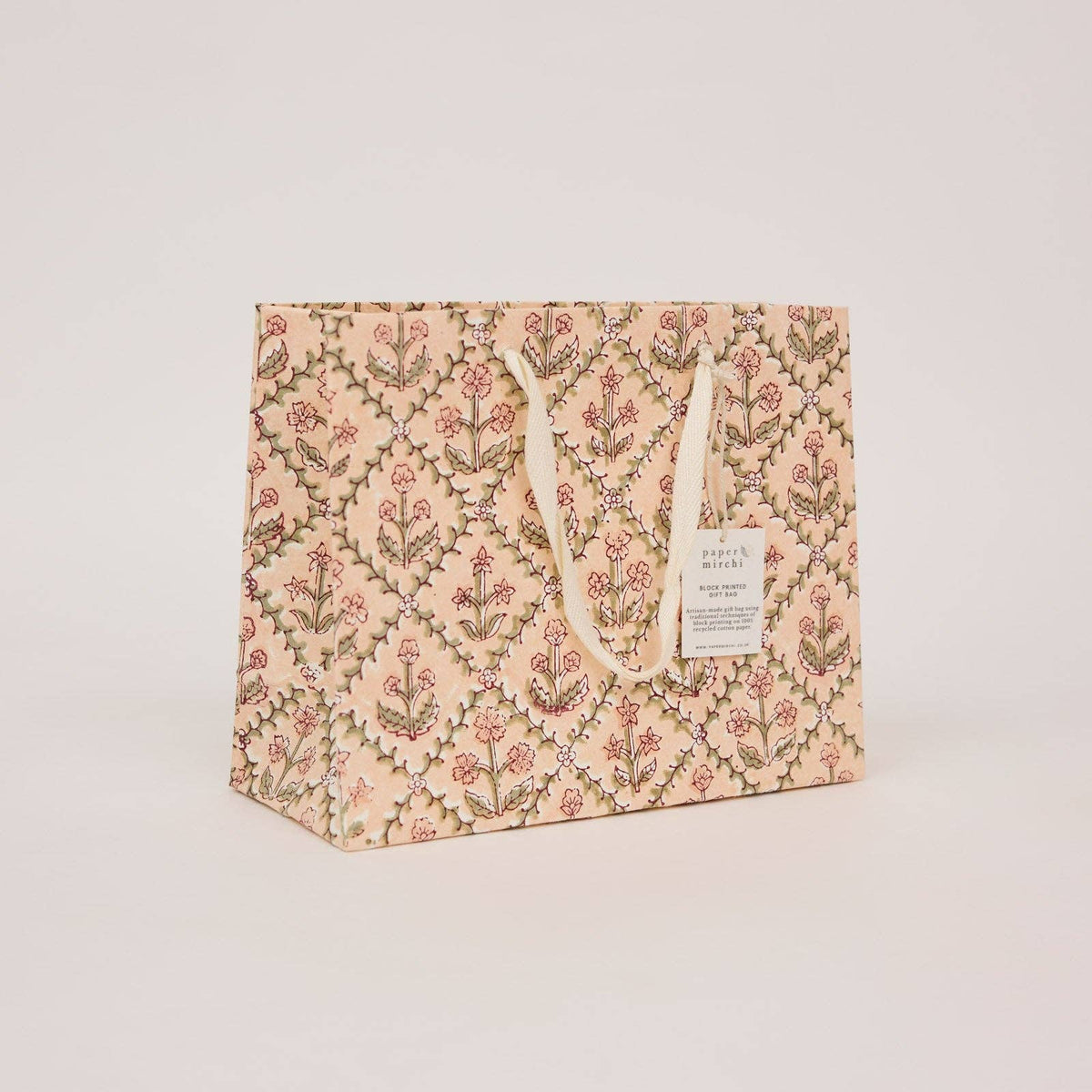 Block Printed Gift Bags - Terracotta - Medium