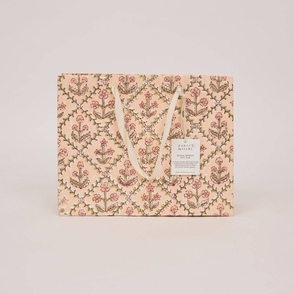 Block Printed Gift Bags - Terracotta - Medium