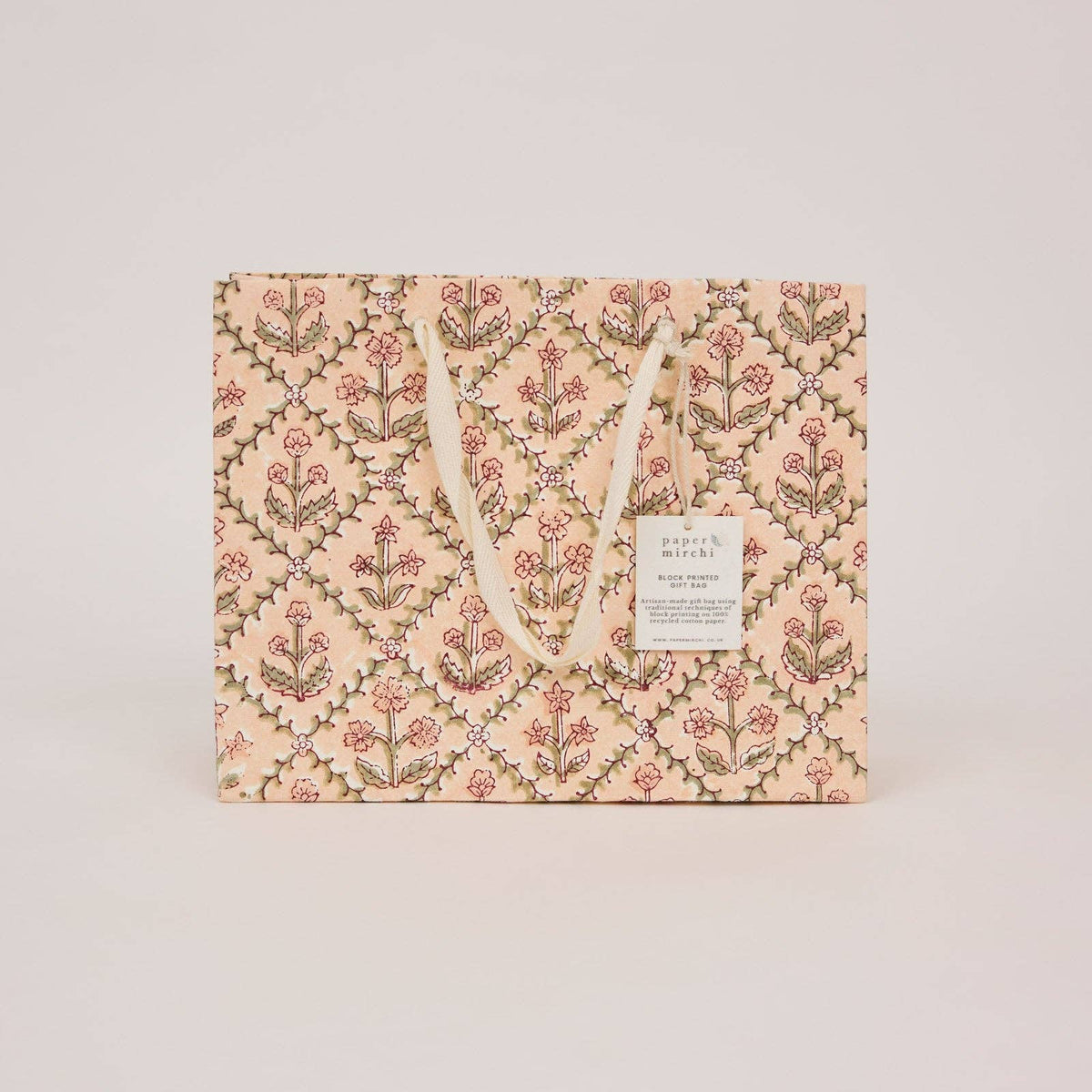 Block Printed Gift Bags - Terracotta - Medium
