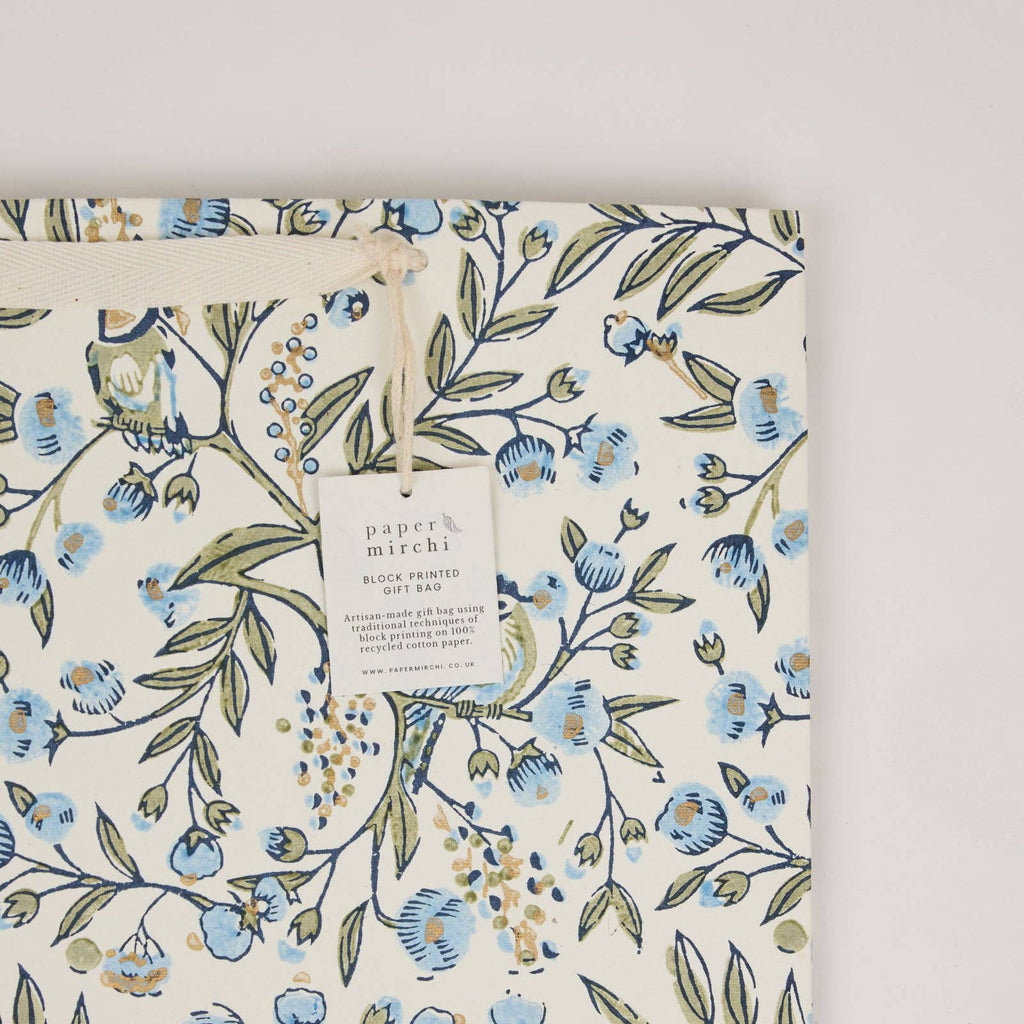 Block Printed Gift Bags - Blue Stone Refresh - Large