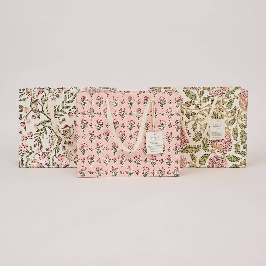 Block Printed Gift Bags - Blush Refresh - Medium