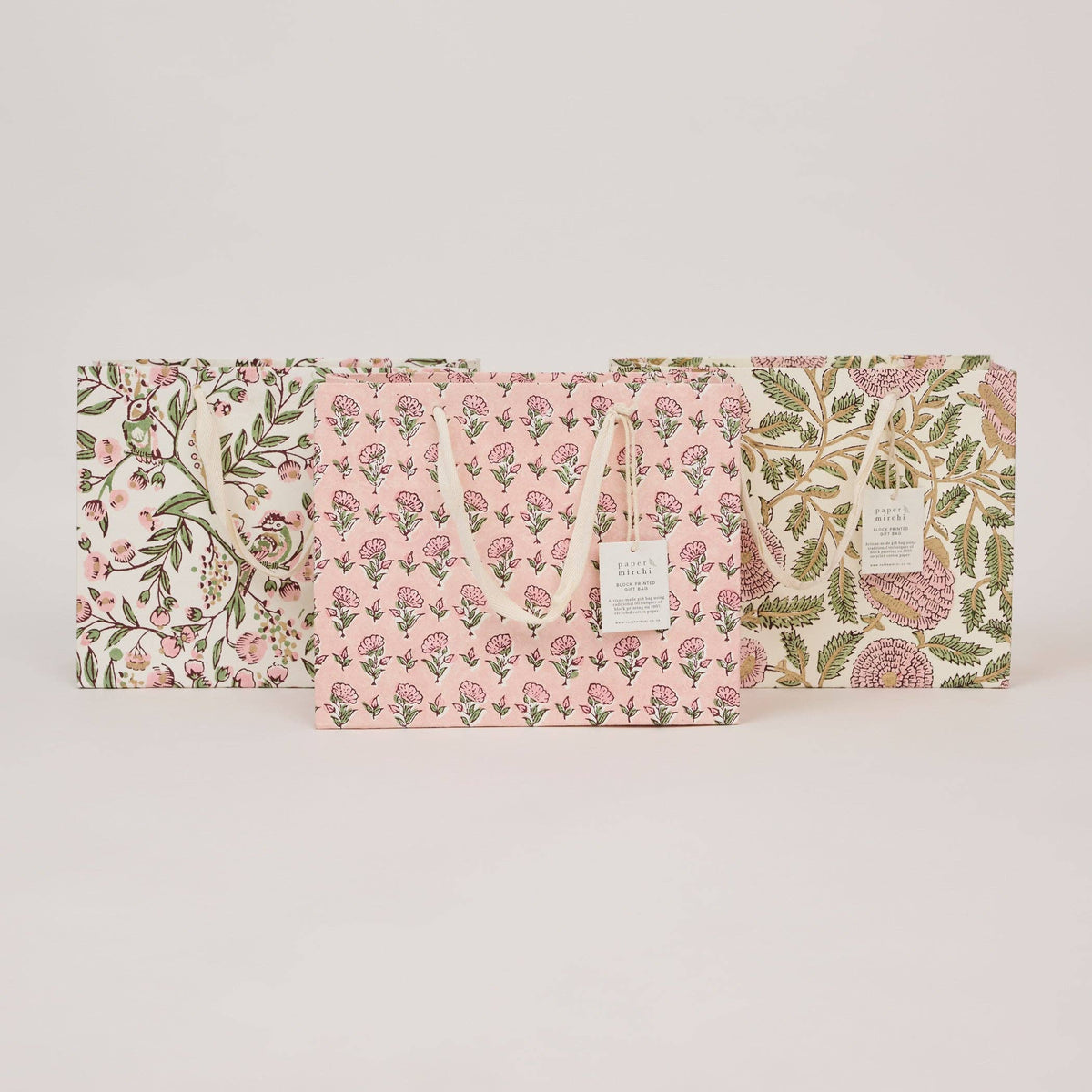 Block Printed Gift Bags - Blush Refresh - Medium