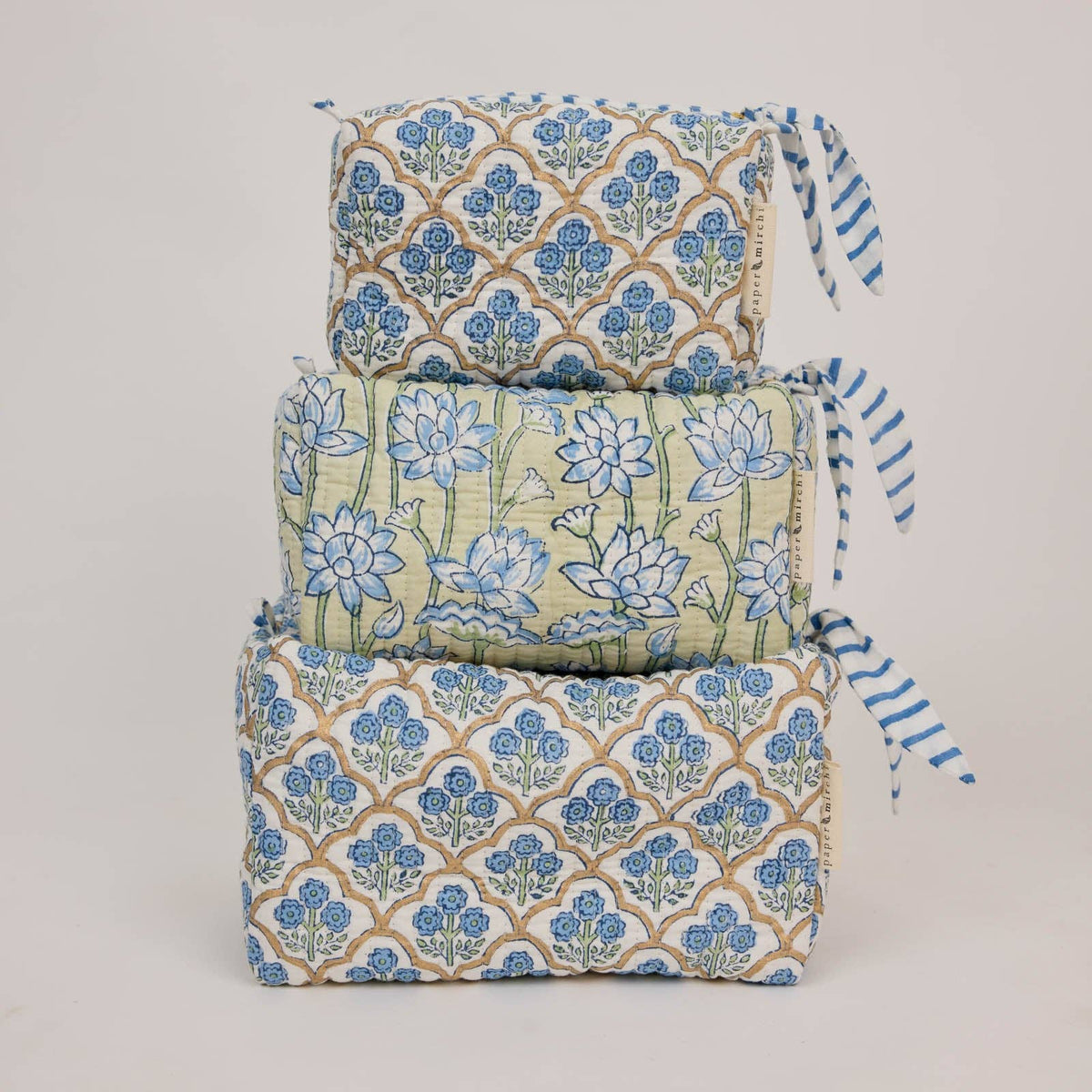 Organic Cotton Toiletry Bag - Lotus Indigo - Medium
