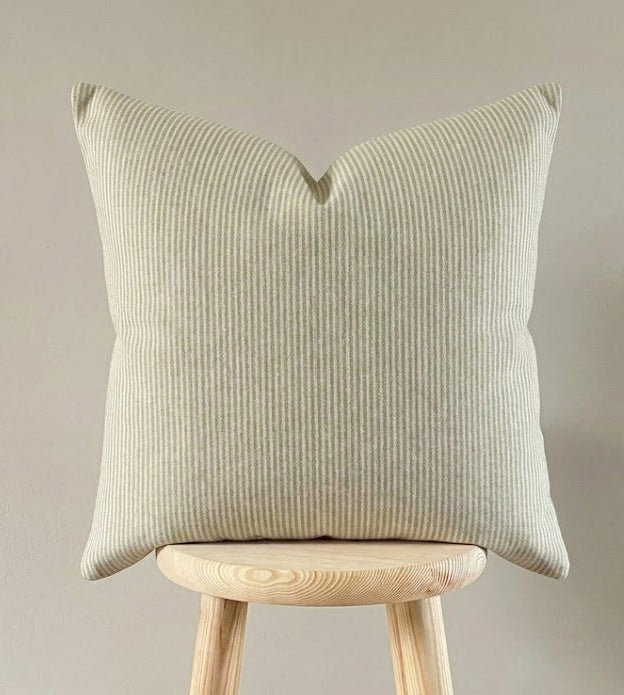 Stripe Linen Modern Farmhouse Cushion Cover - Green