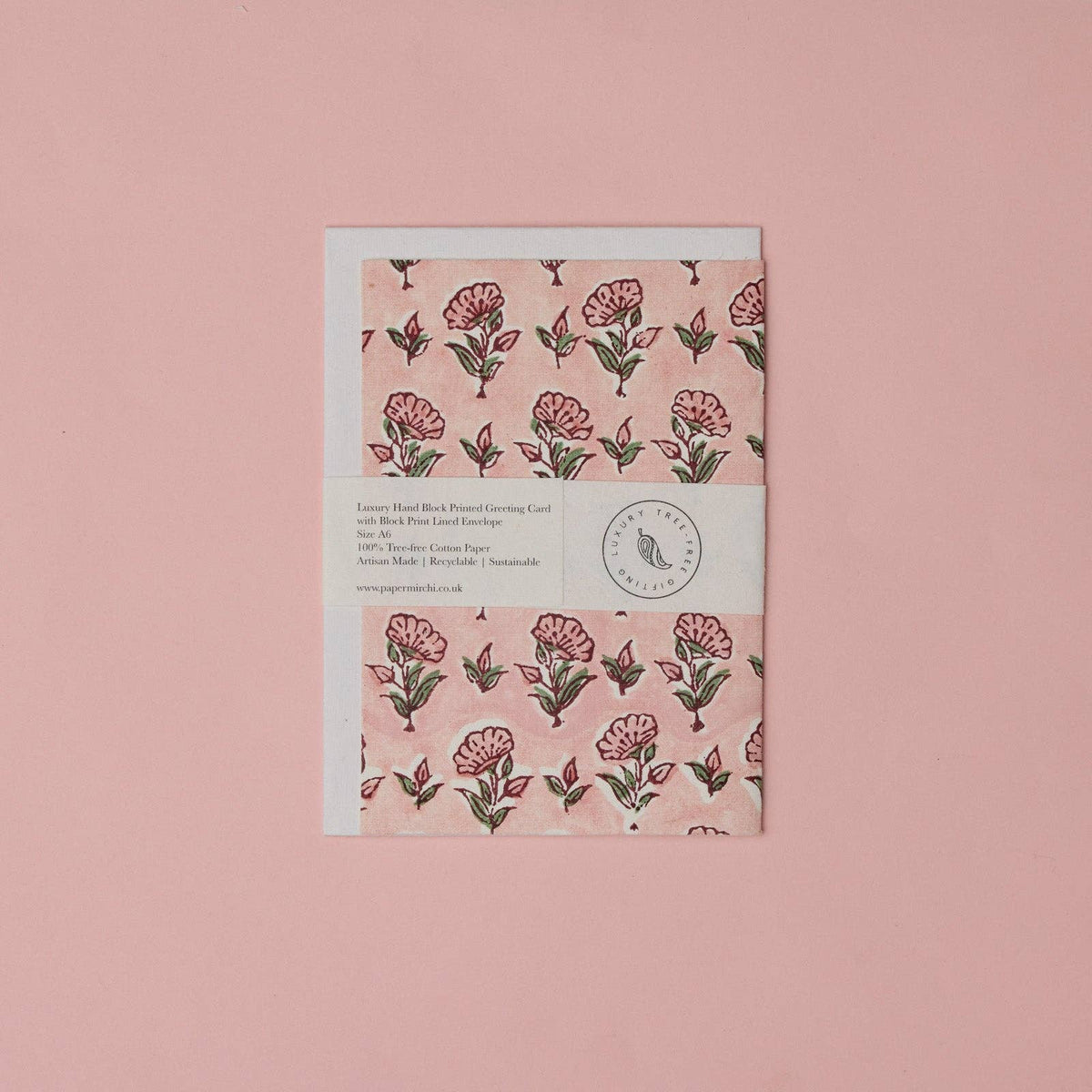 Block Printed Greeting Card - Ditsy Floral Blush