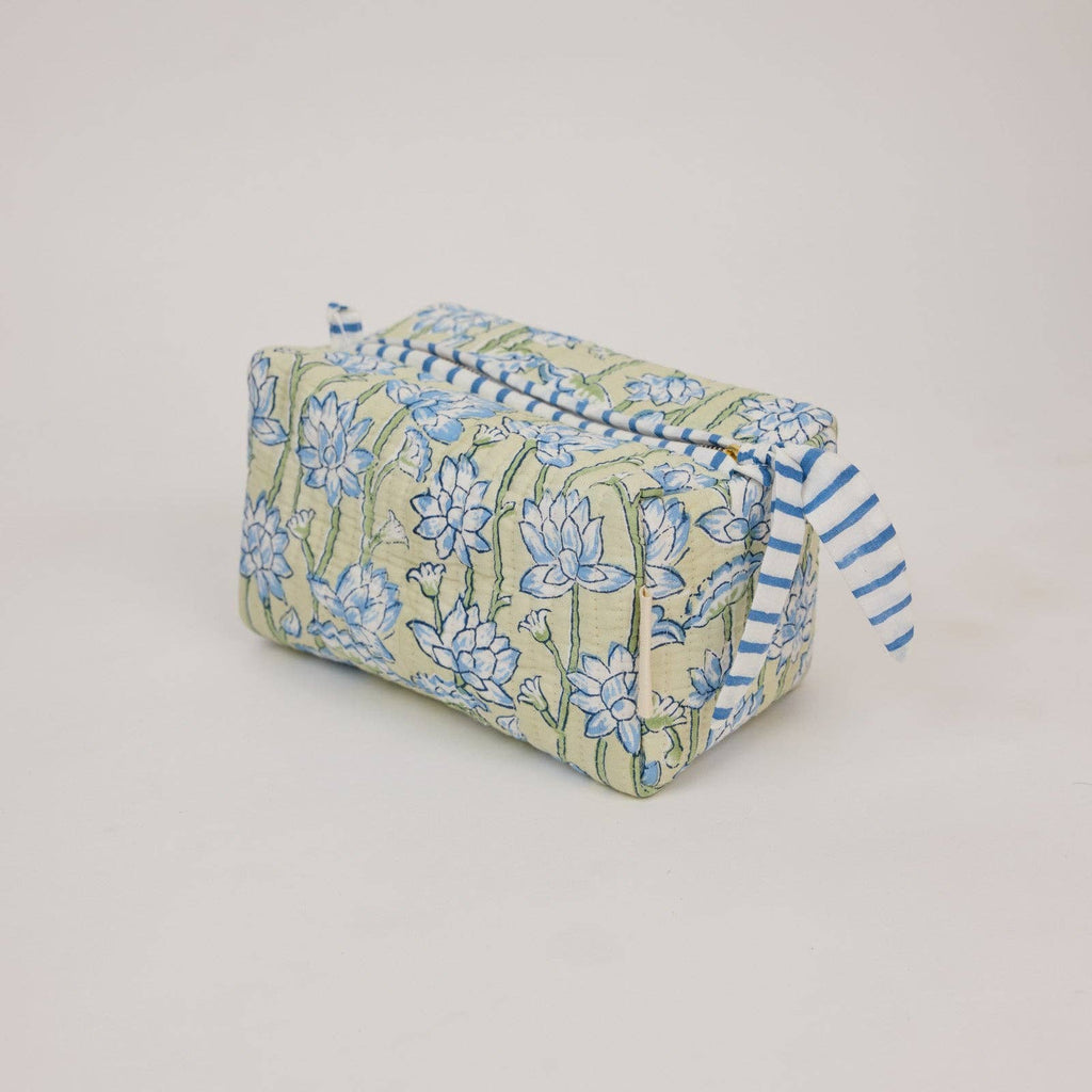 Organic Cotton Toiletry Bag - Lotus Indigo - Medium