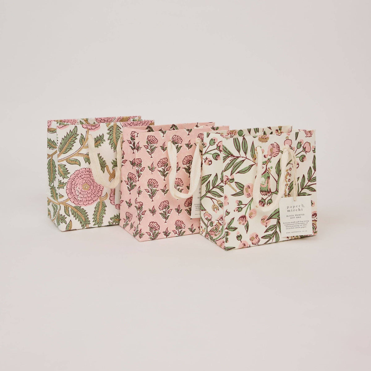 Block Printed Gift Bags - Blush Refresh - Small
