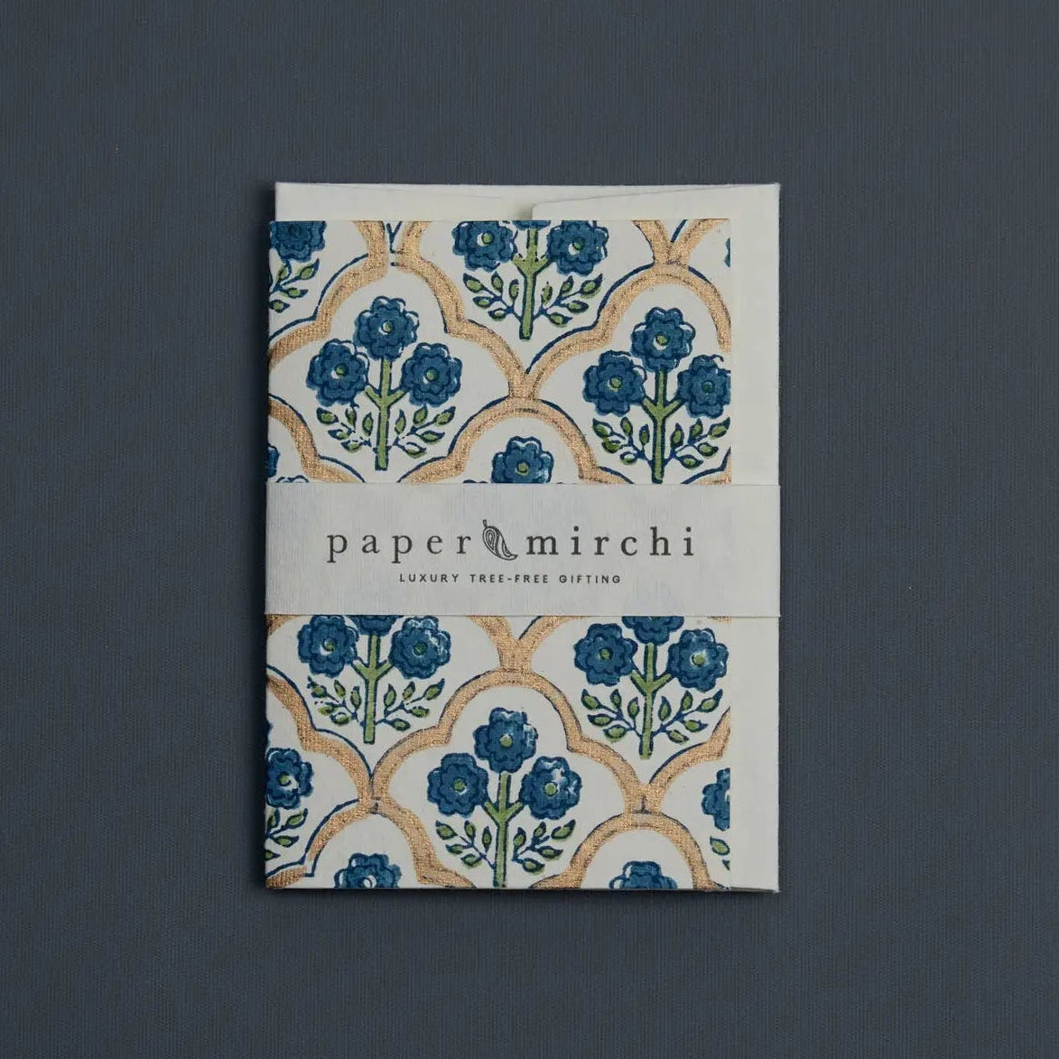 Hand Block Printed Greeting Card - Trellis Indigo