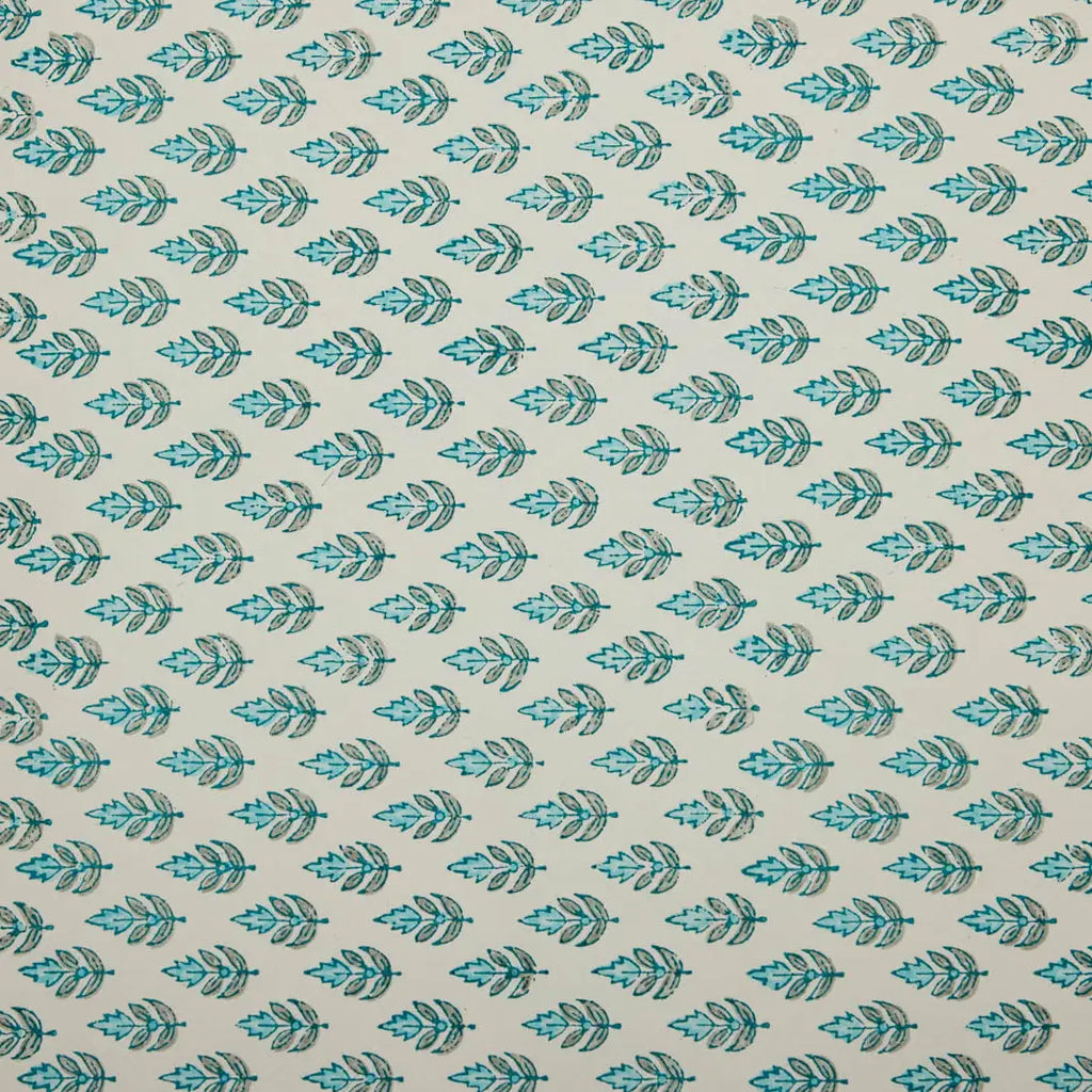 Block Printed Wrapping Paper Sheets - Buti Turquoise