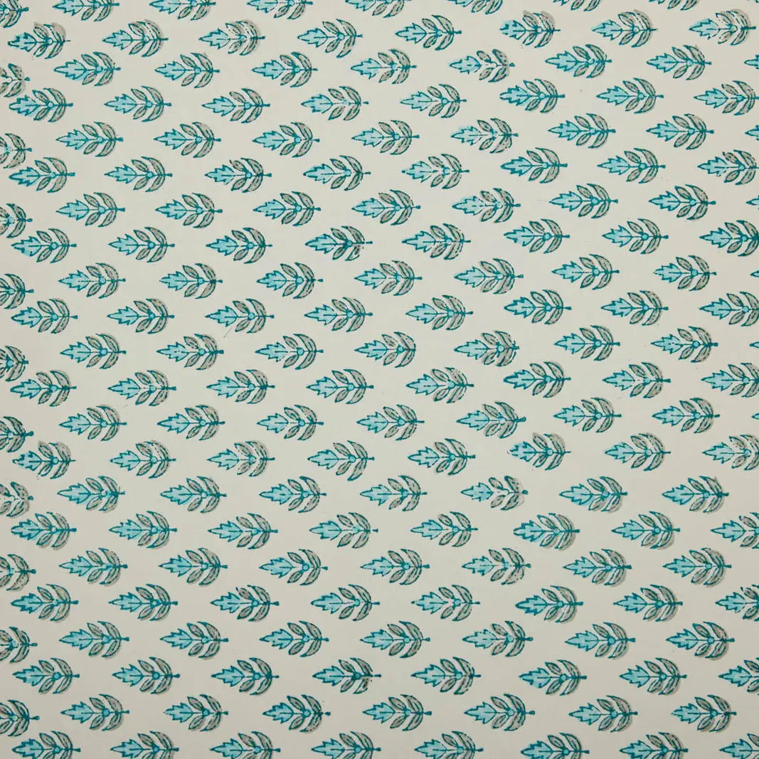 Block Printed Wrapping Paper Sheets - Buti Turquoise