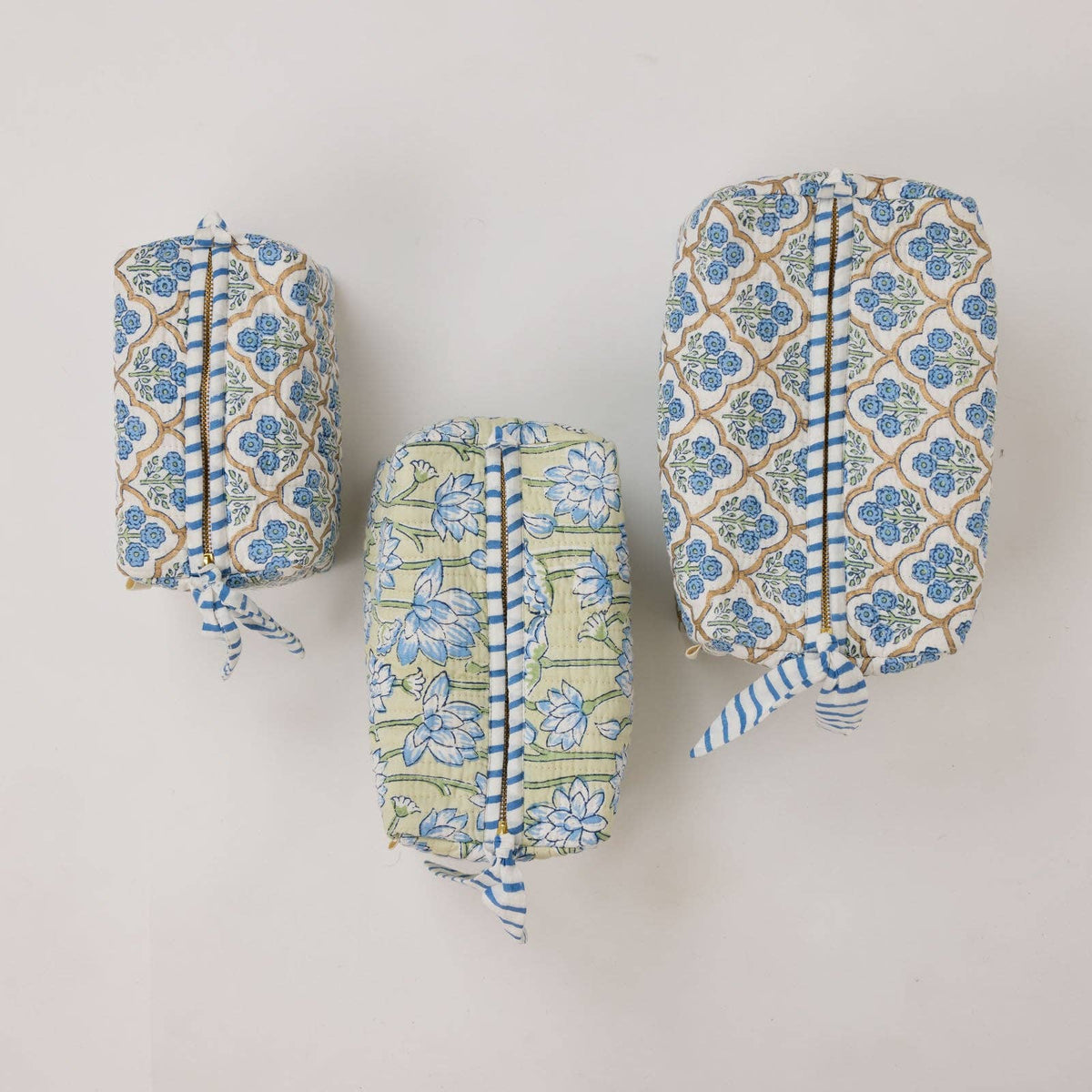 Organic Cotton Toiletry Bag - Lotus Indigo - Medium