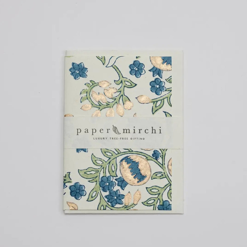 Hand Block Printed Greeting Card - Pomegranate Indigo