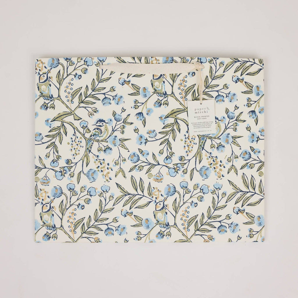 Block Printed Gift Bags - Blue Stone Refresh - Large