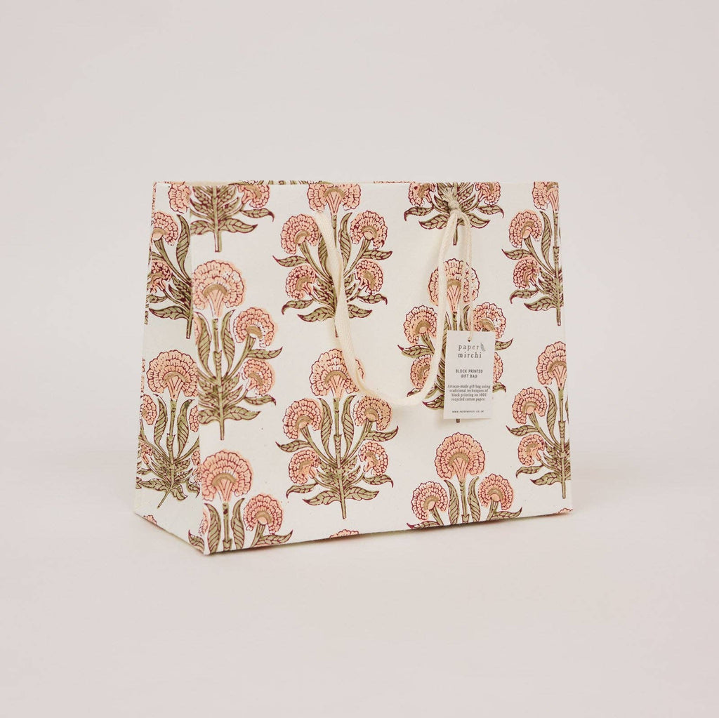 Block Printed Gift Bags - Terracotta - Medium
