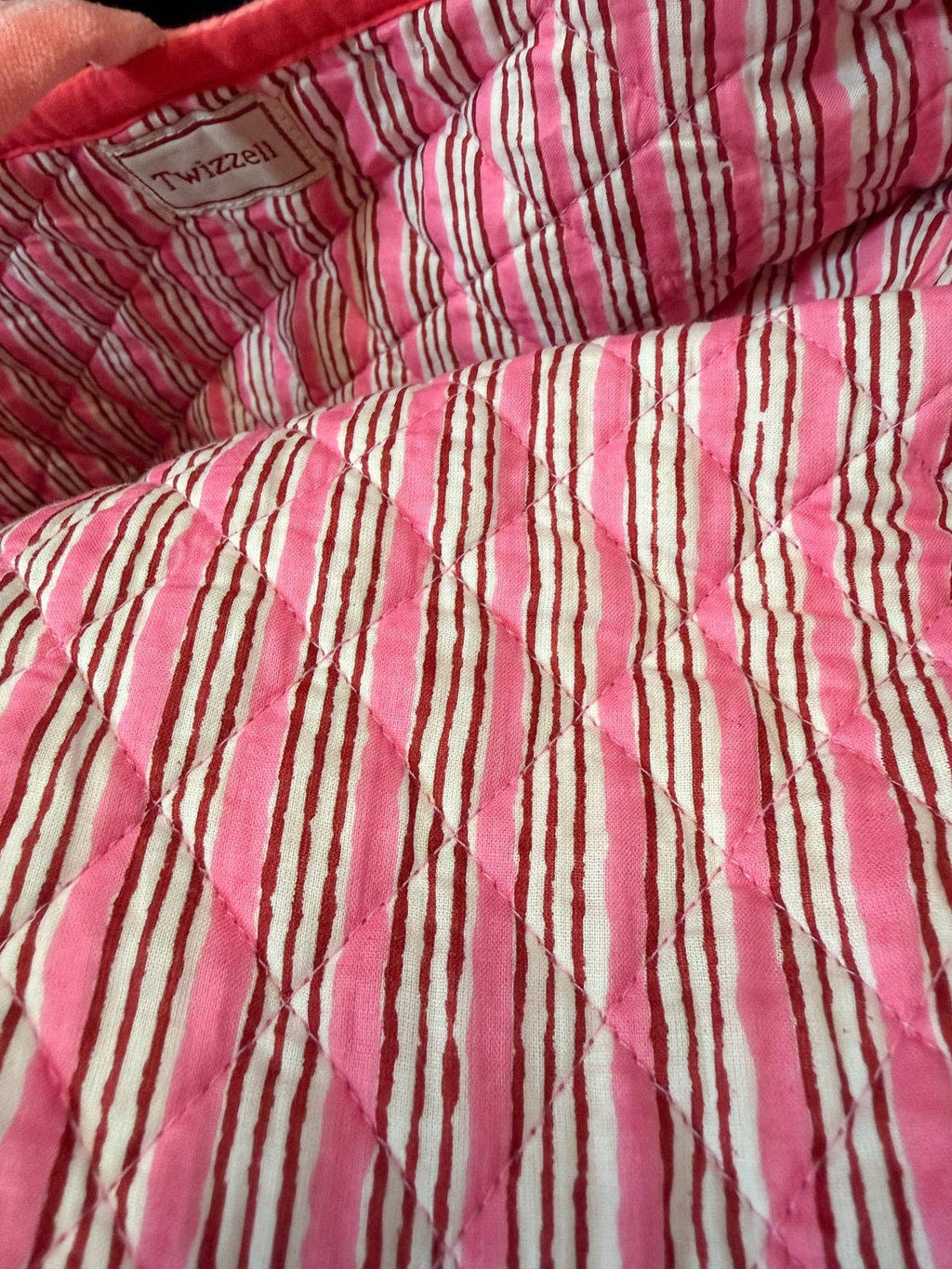 Roma Reversible Basket Bag - Coral Stripe