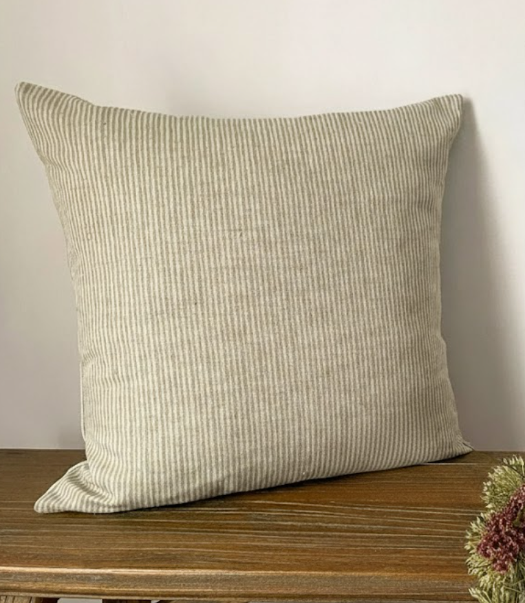 Stripe Linen Modern Farmhouse Cushion Cover - Green