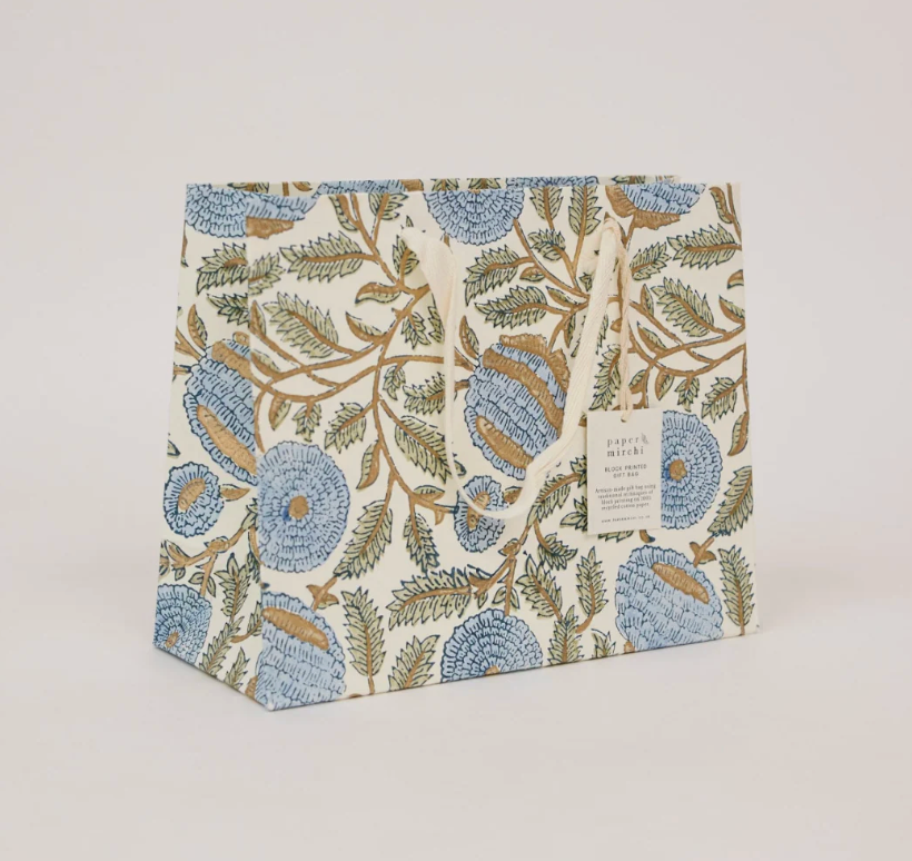Block Printed Gift Bags - Blue Stone Refresh - Large