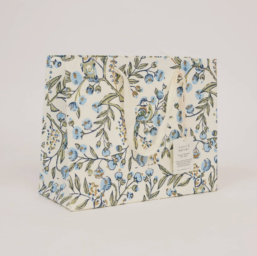 Block Printed Gift Bags - Blue Stone Refresh - Large