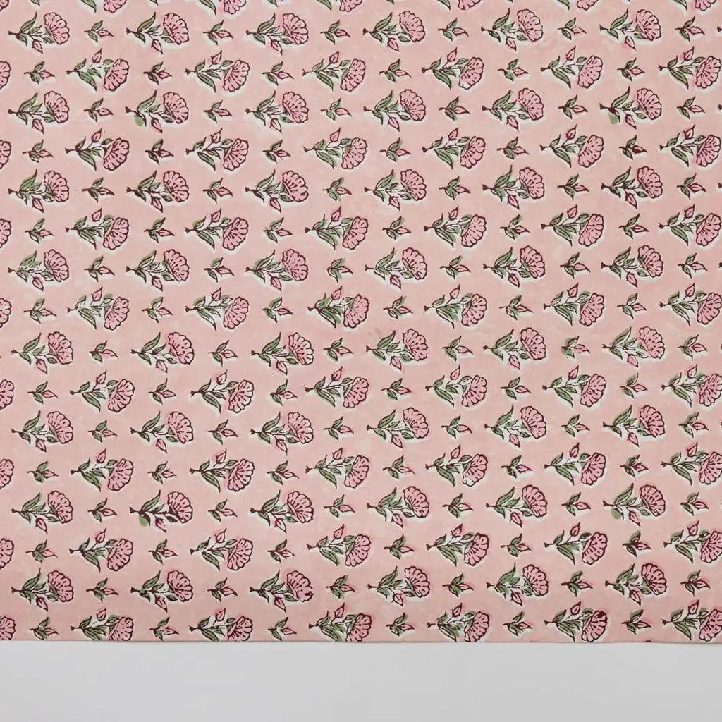 Block Printed Wrapping Paper Sheets - Ditsy Floral Blush