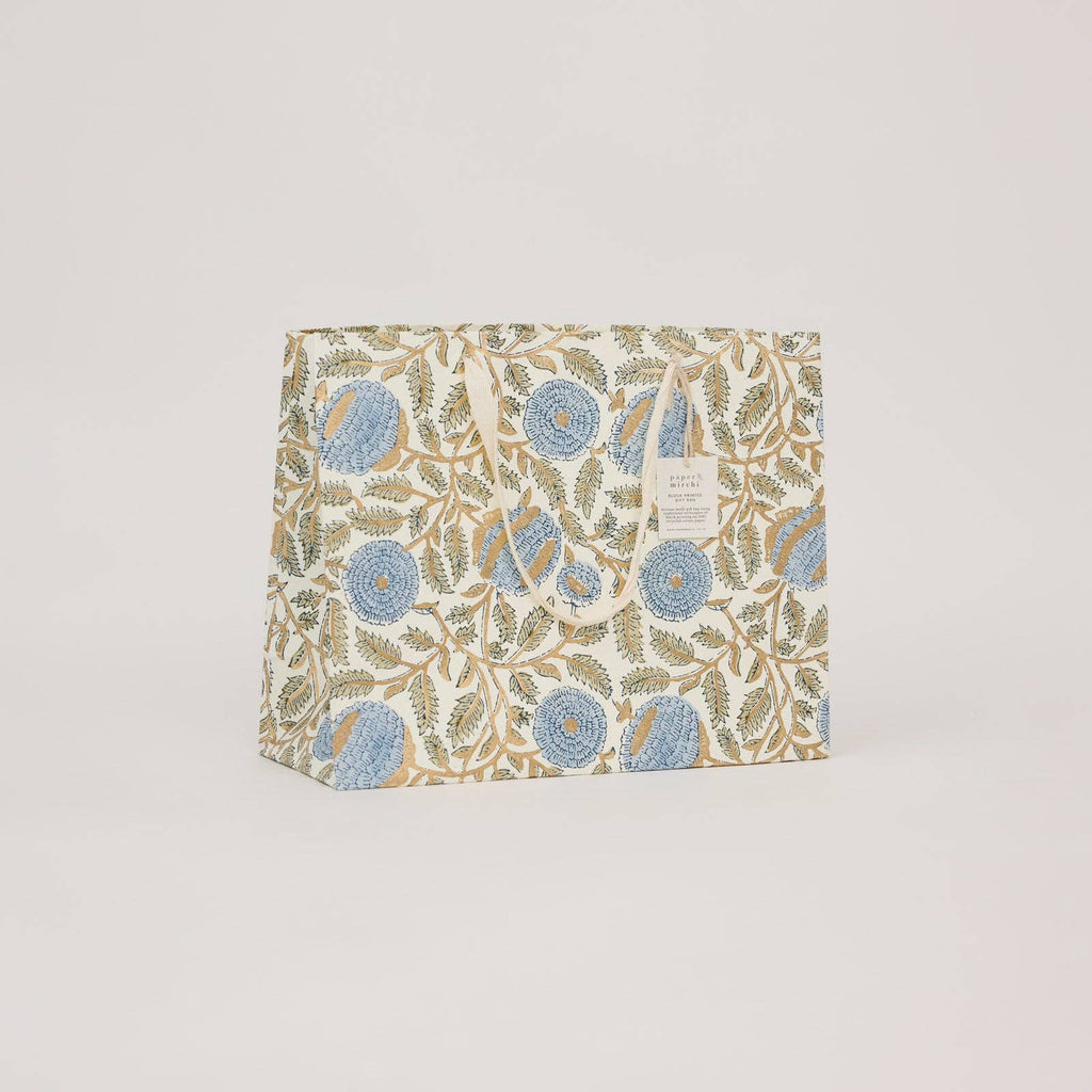 Block Printed Gift Bags - Blue Stone Refresh - Large