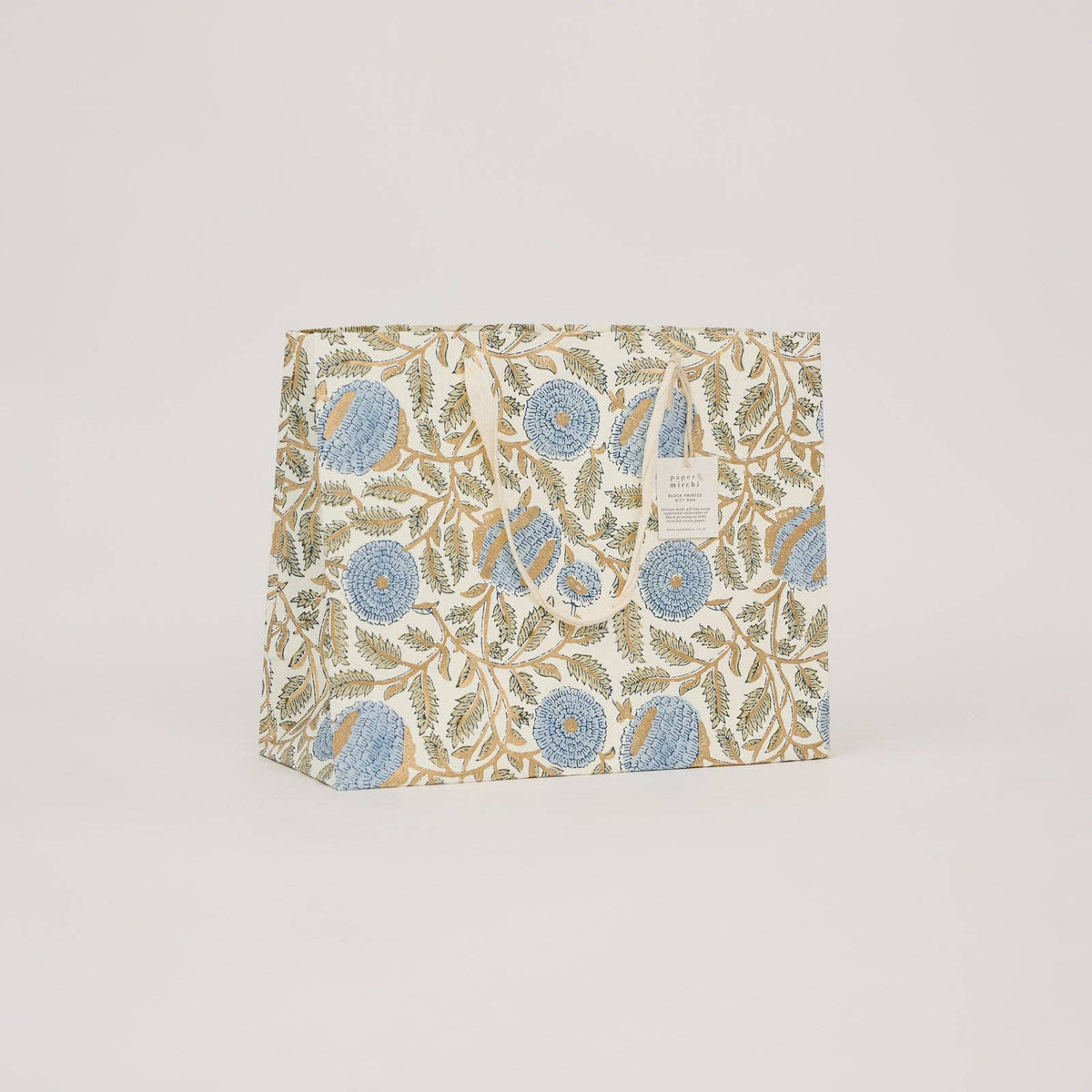 Block Printed Gift Bags - Blue Stone Refresh - Large