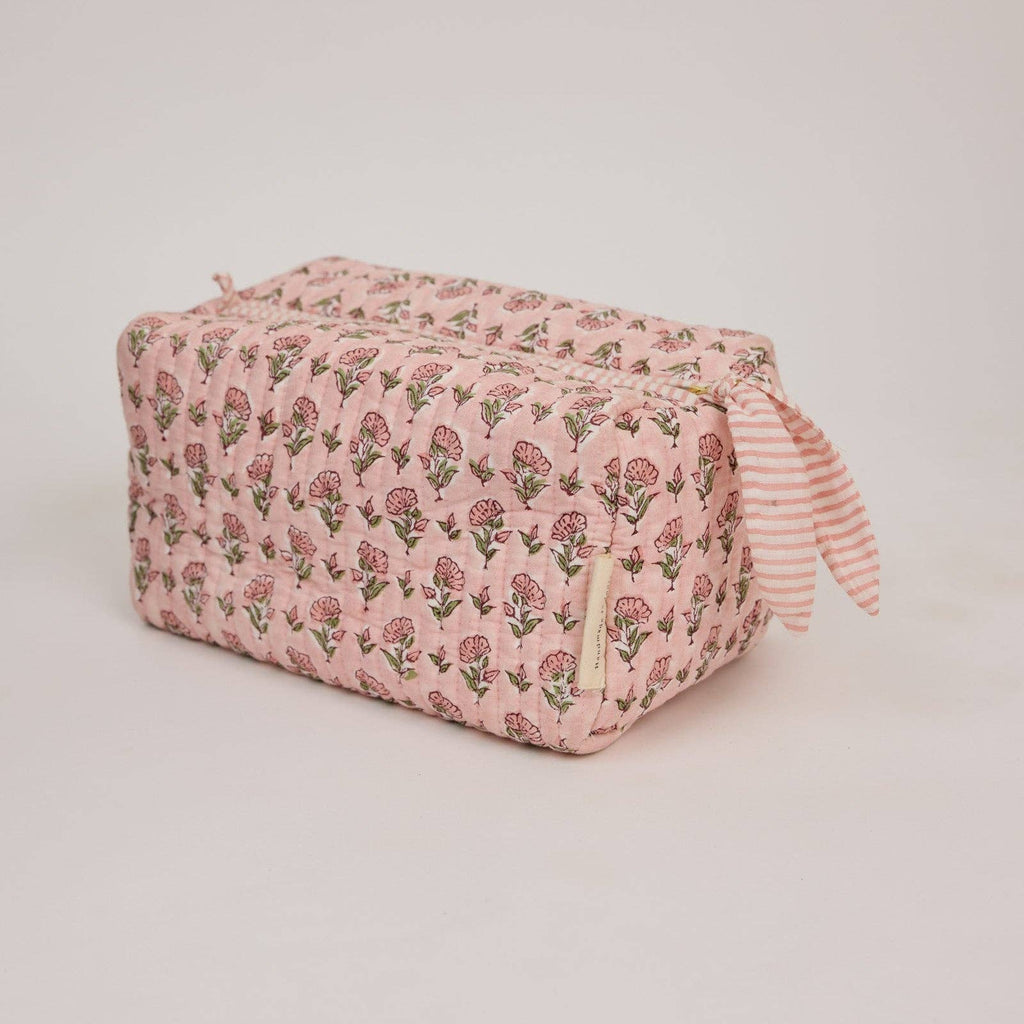 Organic Cotton Toiletry Bag - Ditsy Floral Blush - Large