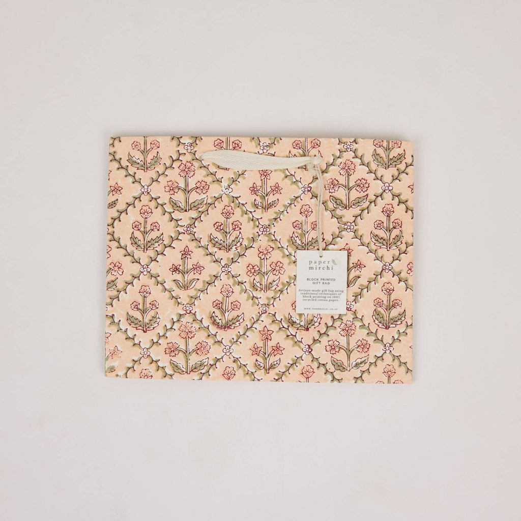 Block Printed Gift Bags - Terracotta - Medium