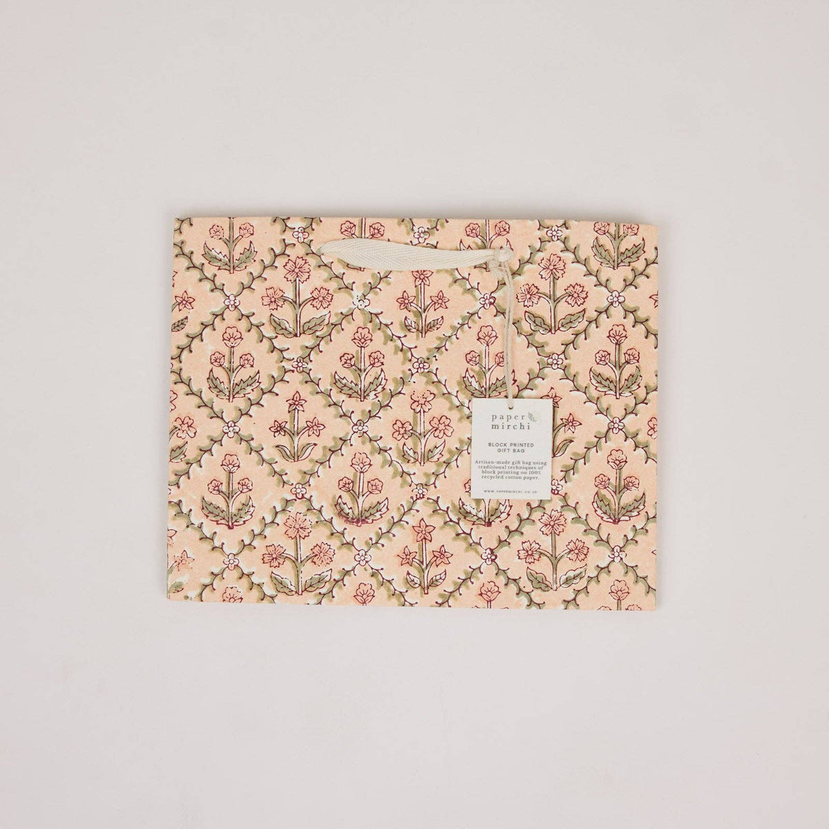 Block Printed Gift Bags - Terracotta - Medium