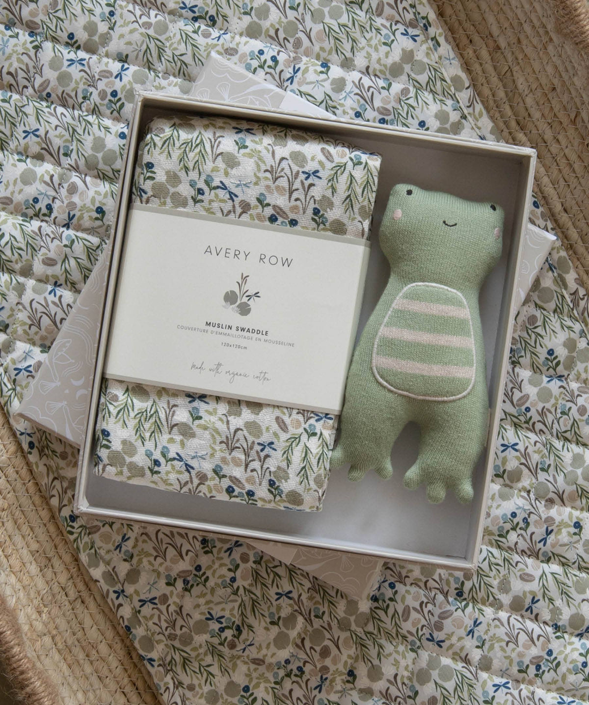 Avery Row - Swaddle & Cuddle New Baby Gift Set - Riverbank
