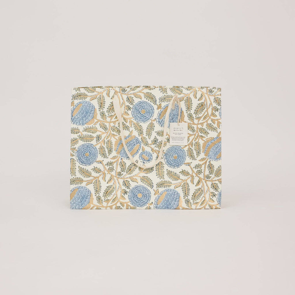 Block Printed Gift Bags - Blue Stone Refresh - Large
