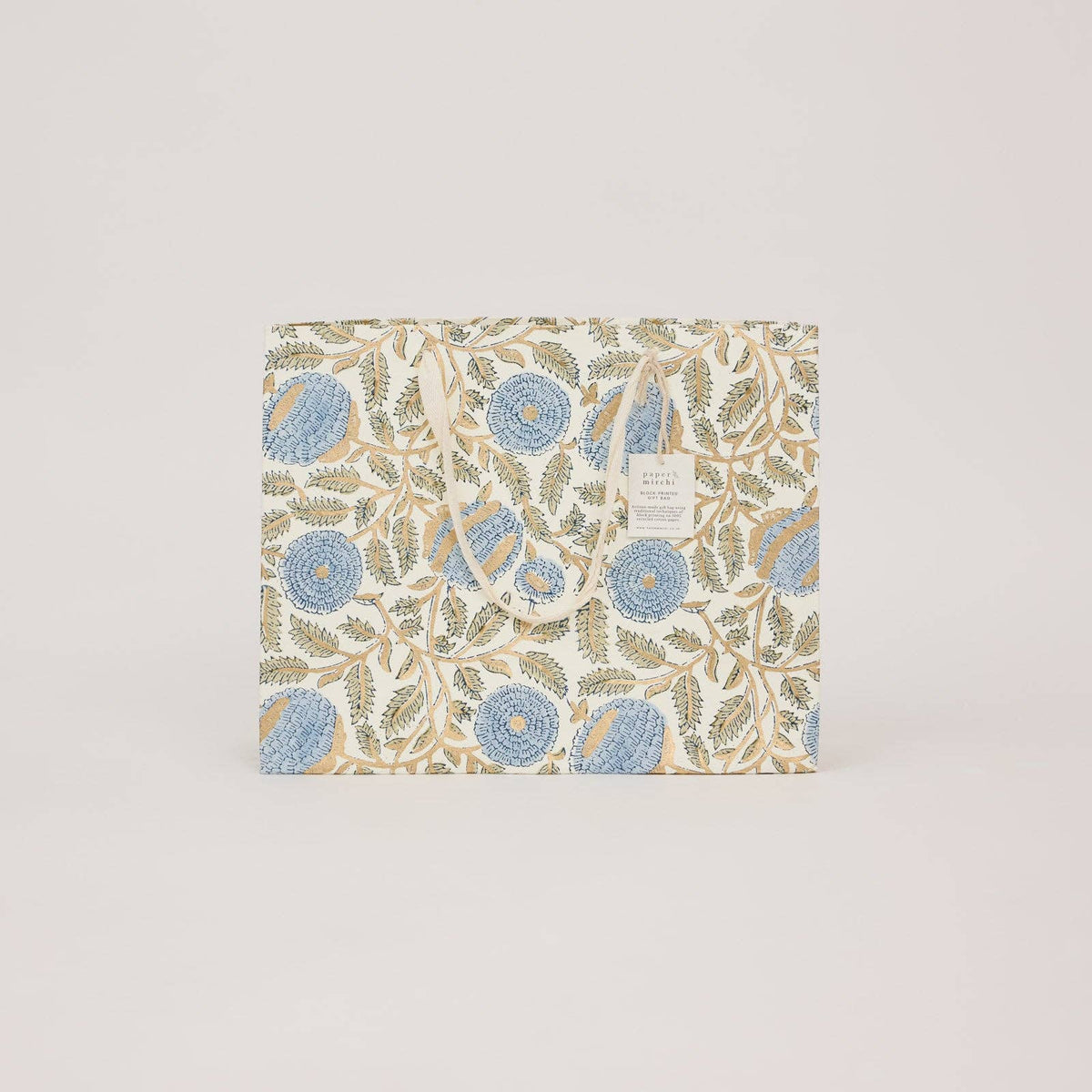Block Printed Gift Bags - Blue Stone Refresh - Large