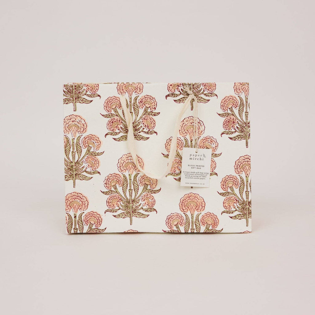 Block Printed Gift Bags - Terracotta - Medium