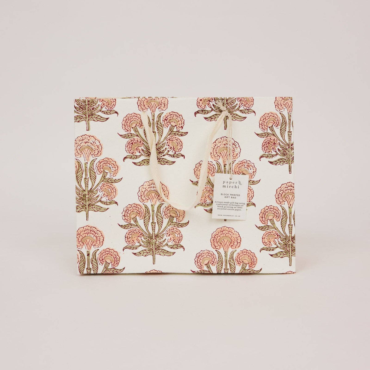 Block Printed Gift Bags - Terracotta - Medium