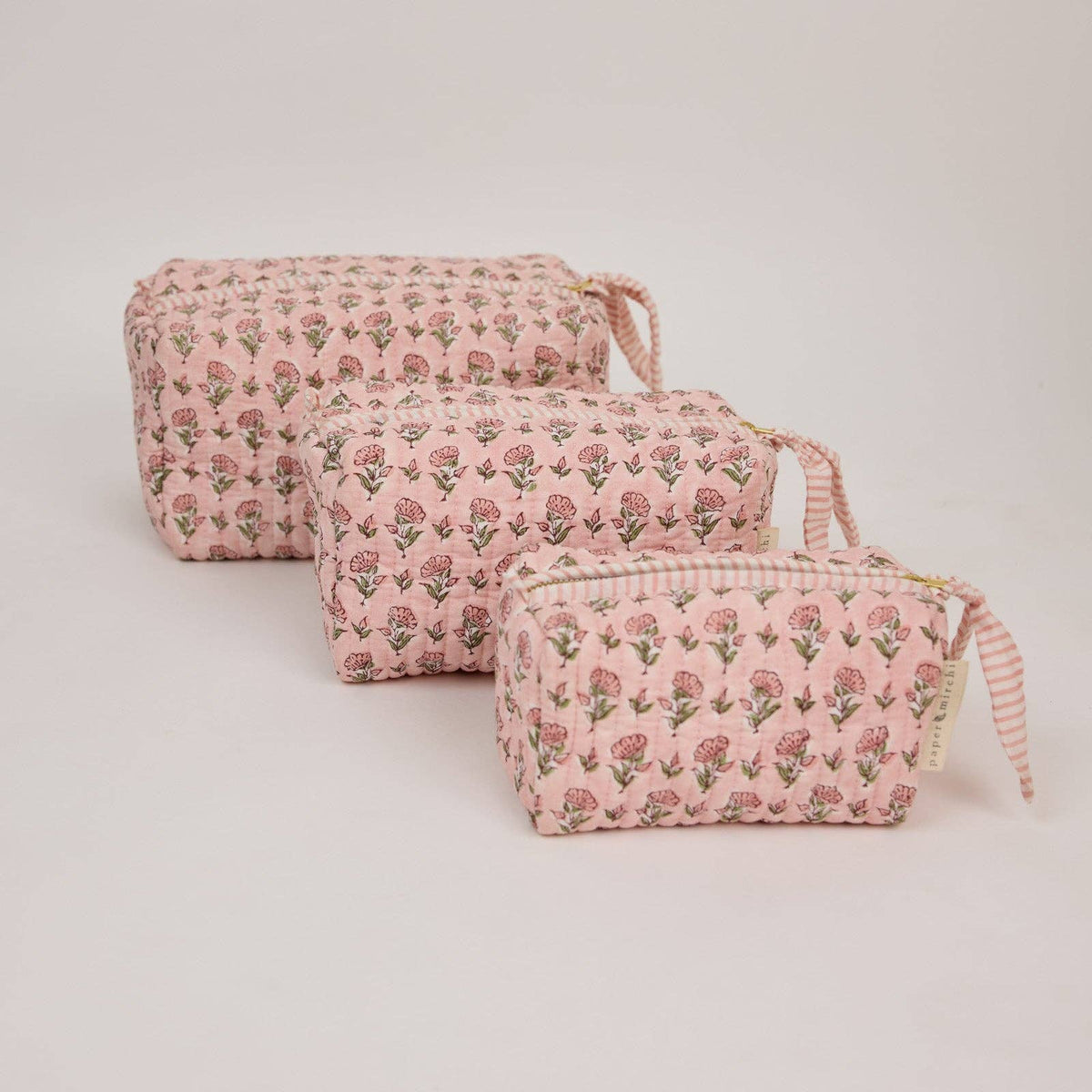 Organic Cotton Toiletry Bag - Ditsy Floral Blush - Medium