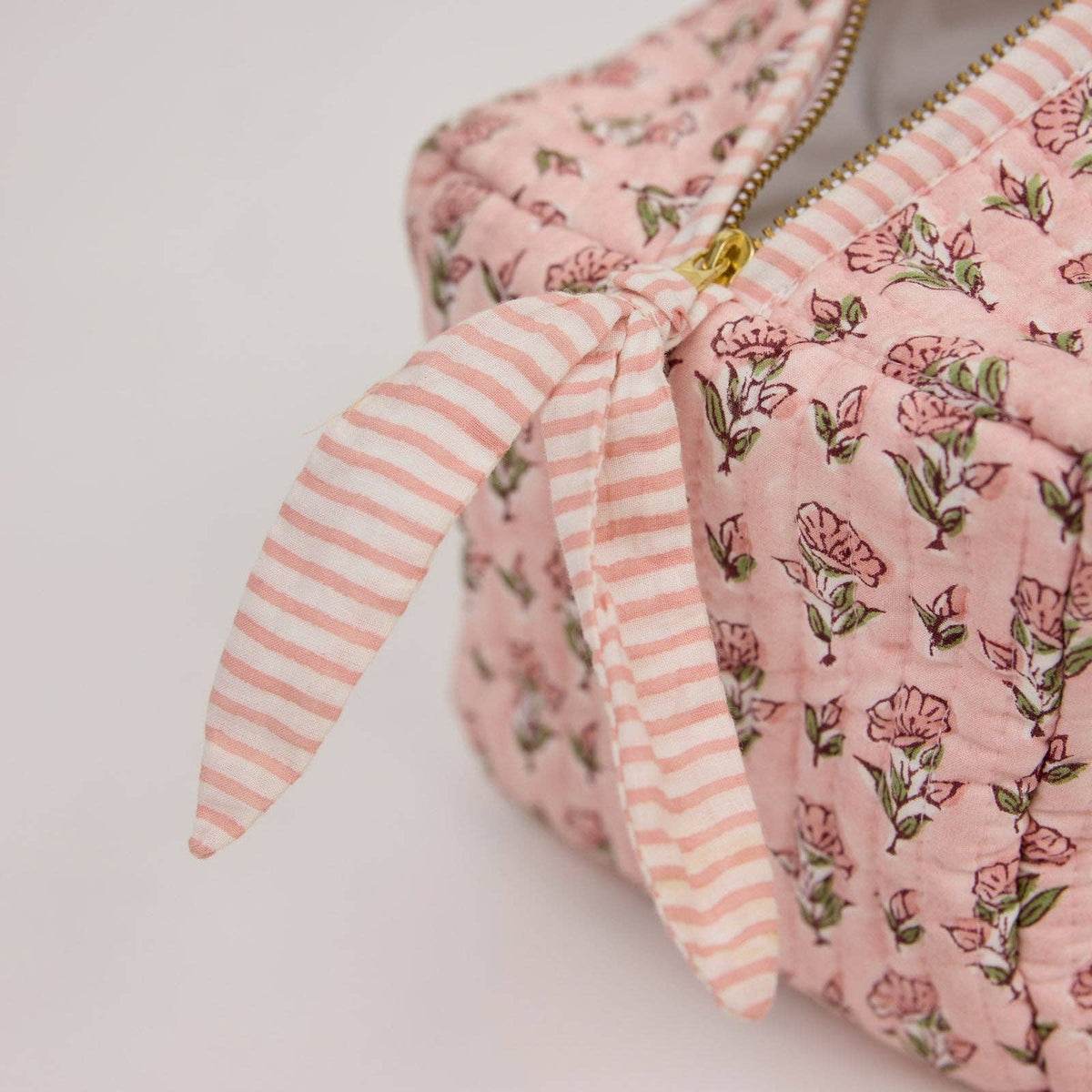Organic Cotton Toiletry Bag - Ditsy Floral Blush - Large