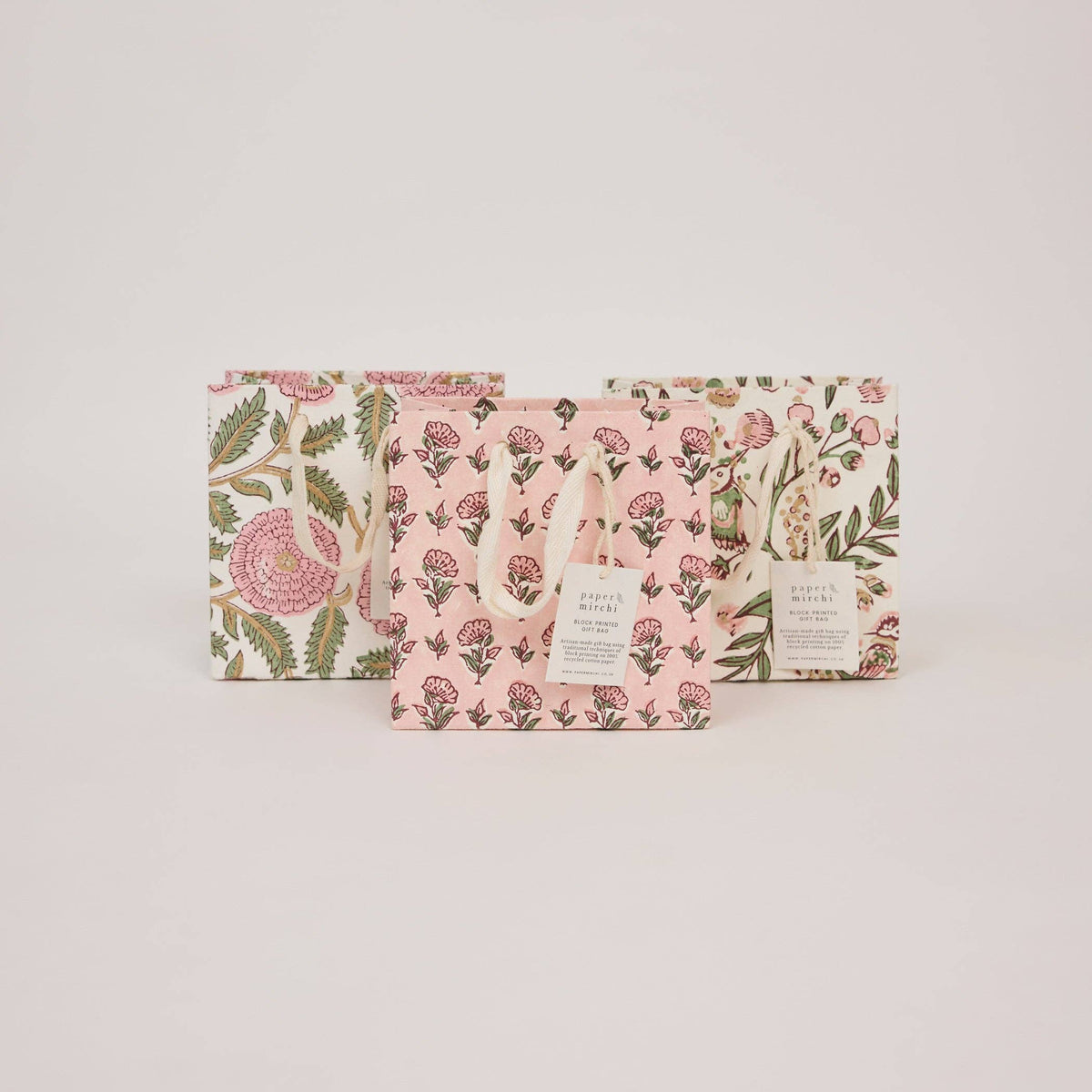 Block Printed Gift Bags - Blush Refresh - Small